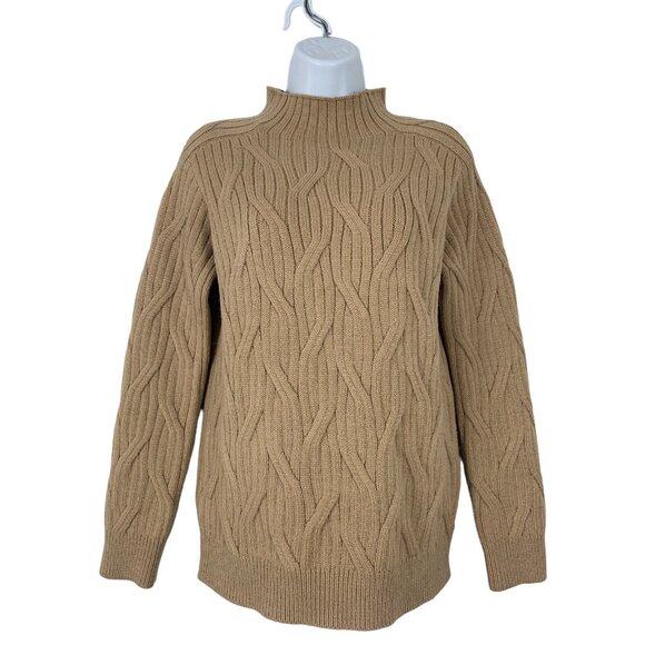 Romeo & Juliet Sweaters - Romeo & Juliet Couture Women's Tan Cable Knit Mock Neck Sweater Size Medium